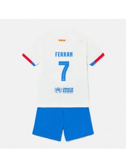 Billige Barcelona Ferran Torres #7 Bortedraktsett Barn 2023-24 Kortermet (+ Korte bukser)